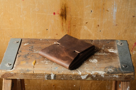 The Rodeo Wallet - Minimalist Flap Wallet in Horween Brown Nut Derby Leather