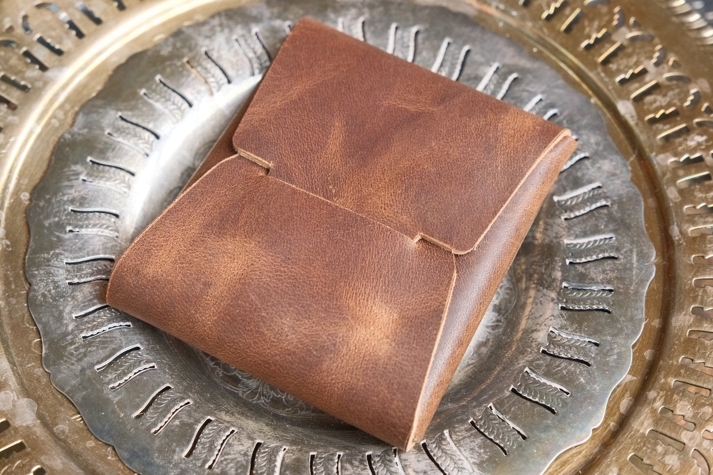 The Rodeo Wallet - Minimalist Flap Wallet in Horween Brown Nut Derby Leather