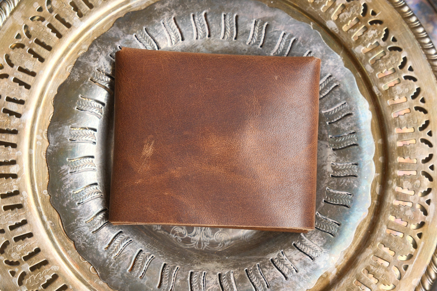 The Rodeo Wallet - Minimalist Flap Wallet in Horween Brown Nut Derby Leather