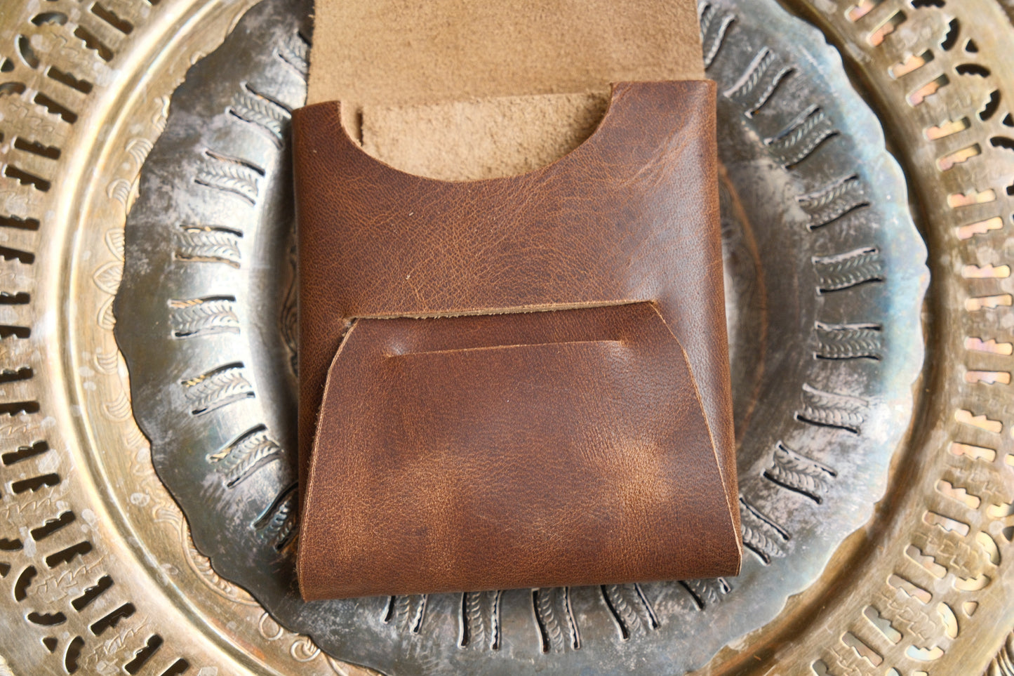 The Rodeo Wallet - Minimalist Flap Wallet in Horween Brown Nut Derby Leather